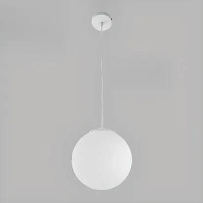 Minimalist White Globe Glass Kitchen Pendant Light Adjustable Image - 10