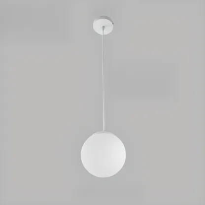 Minimalist White Globe Glass Kitchen Pendant Light Adjustable Image - 11