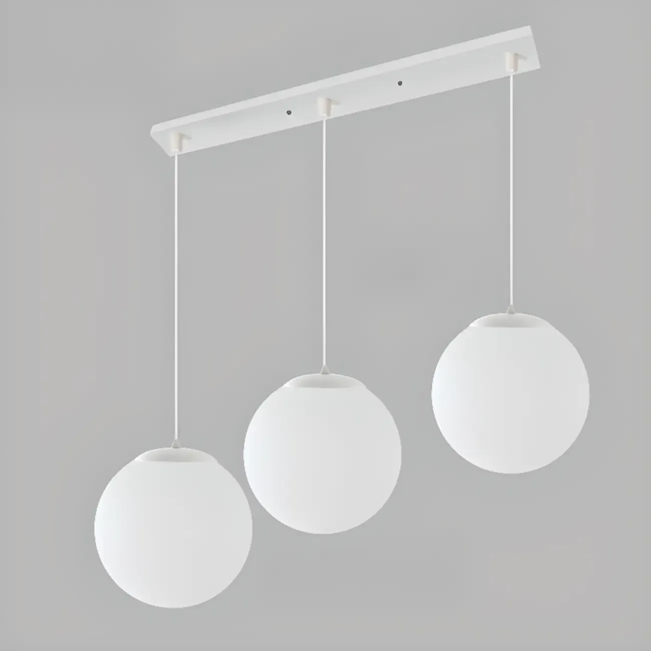 Minimalist White Globe Glass Kitchen Pendant Light Adjustable Image - 13