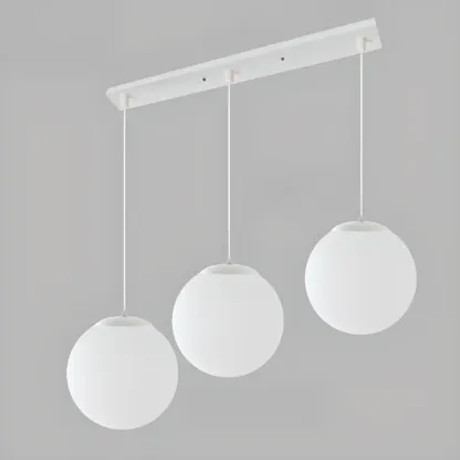 Minimalist White Globe Glass Kitchen Pendant Light Adjustable Image - 13