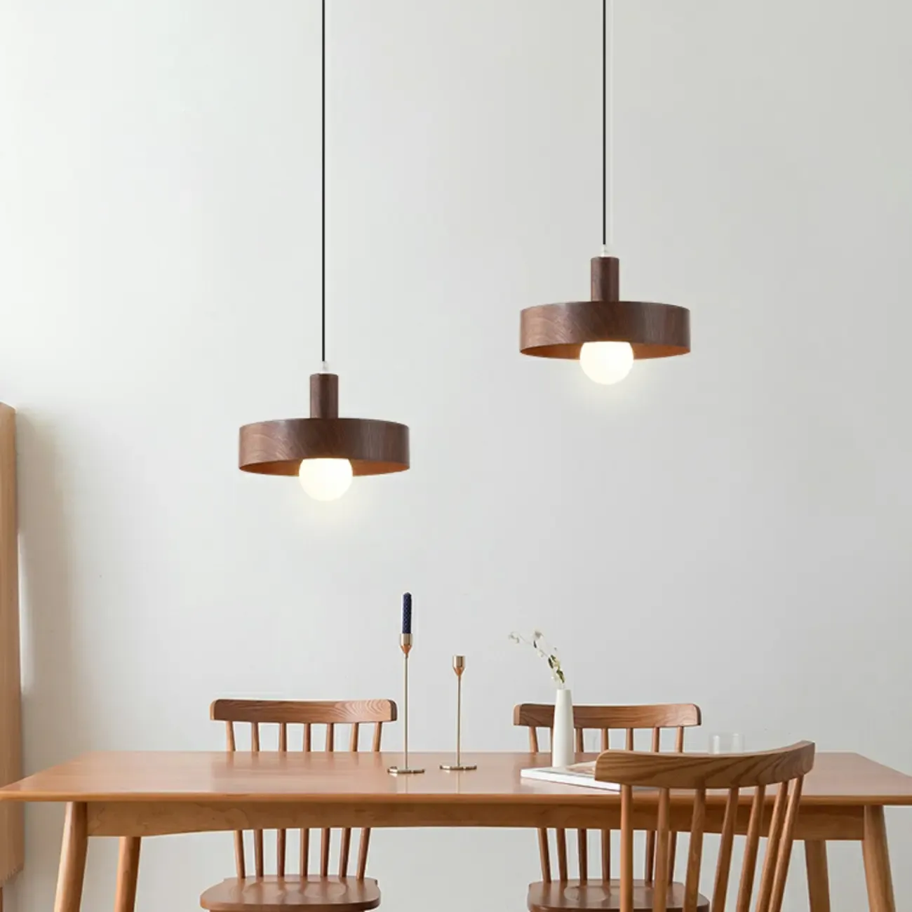 Modern Wood Color Pendant Light for Kitchen Image - 1