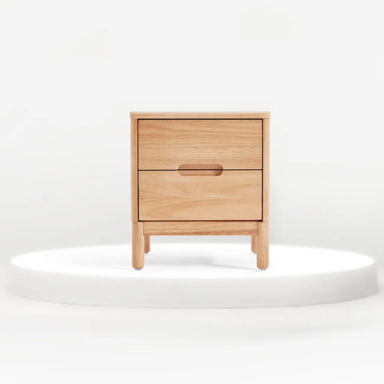 Scandinavian Bedside Cabinet Nightstand with 2 Drawers, Natural Wood Countertop, and Legs Image - 5 | homeyfad