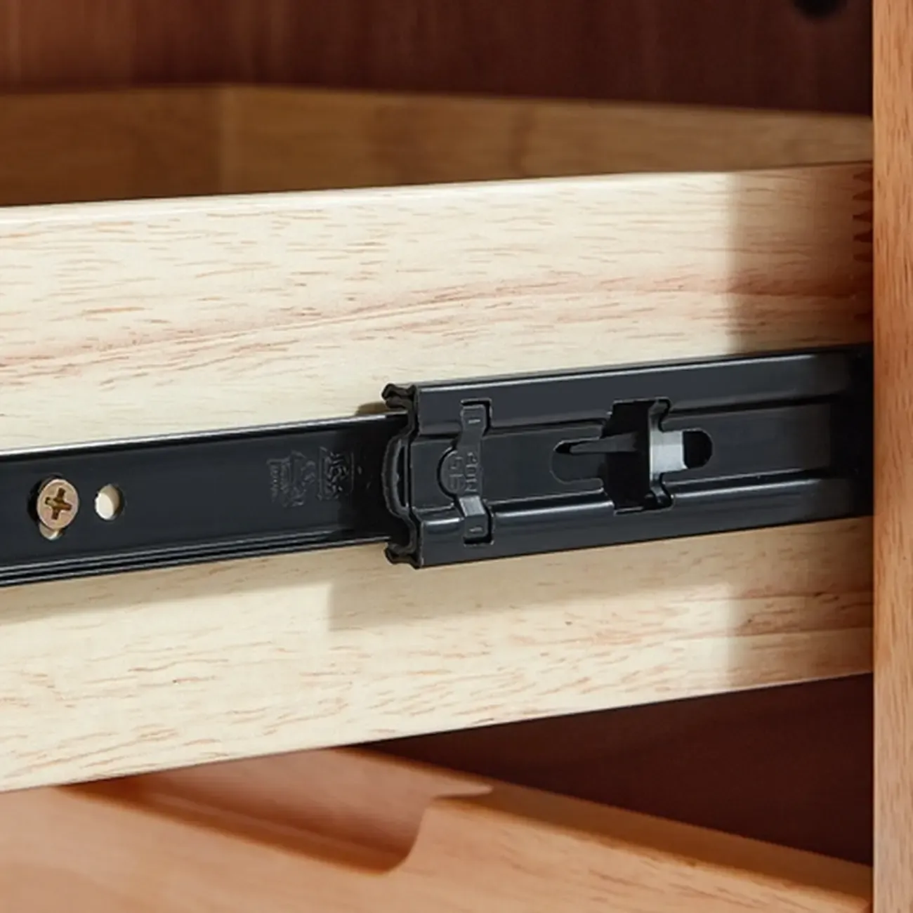 Scandinavian Bedside Cabinet Nightstand with 2 Drawers, Natural Wood Countertop, and Legs Image - 4