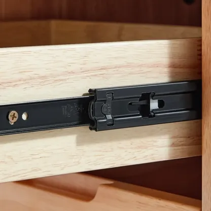 Scandinavian Bedside Cabinet Nightstand with 2 Drawers, Natural Wood Countertop, and Legs Image - 4