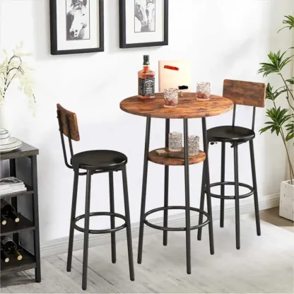 Industrial 2-tier Round Bar Height Table For Small Spaces Image - 2