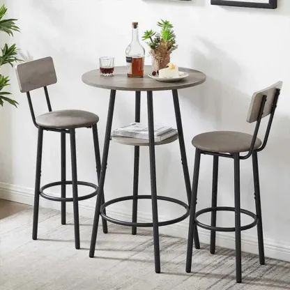 Industrial 2-tier Round Bar Height Table For Small Spaces Image - 3