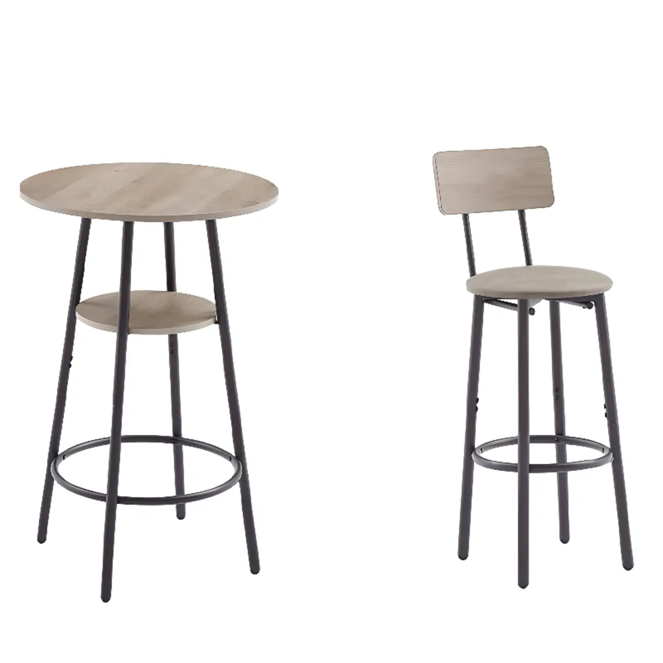 Industrial 2-tier Round Bar Height Table For Small Spaces Image - 5 | homeyfad