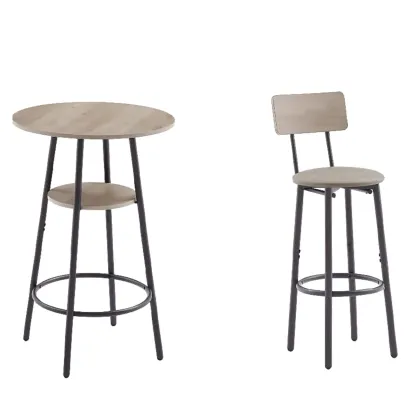 Industrial 2-tier Round Bar Height Table For Small Spaces Image - 5