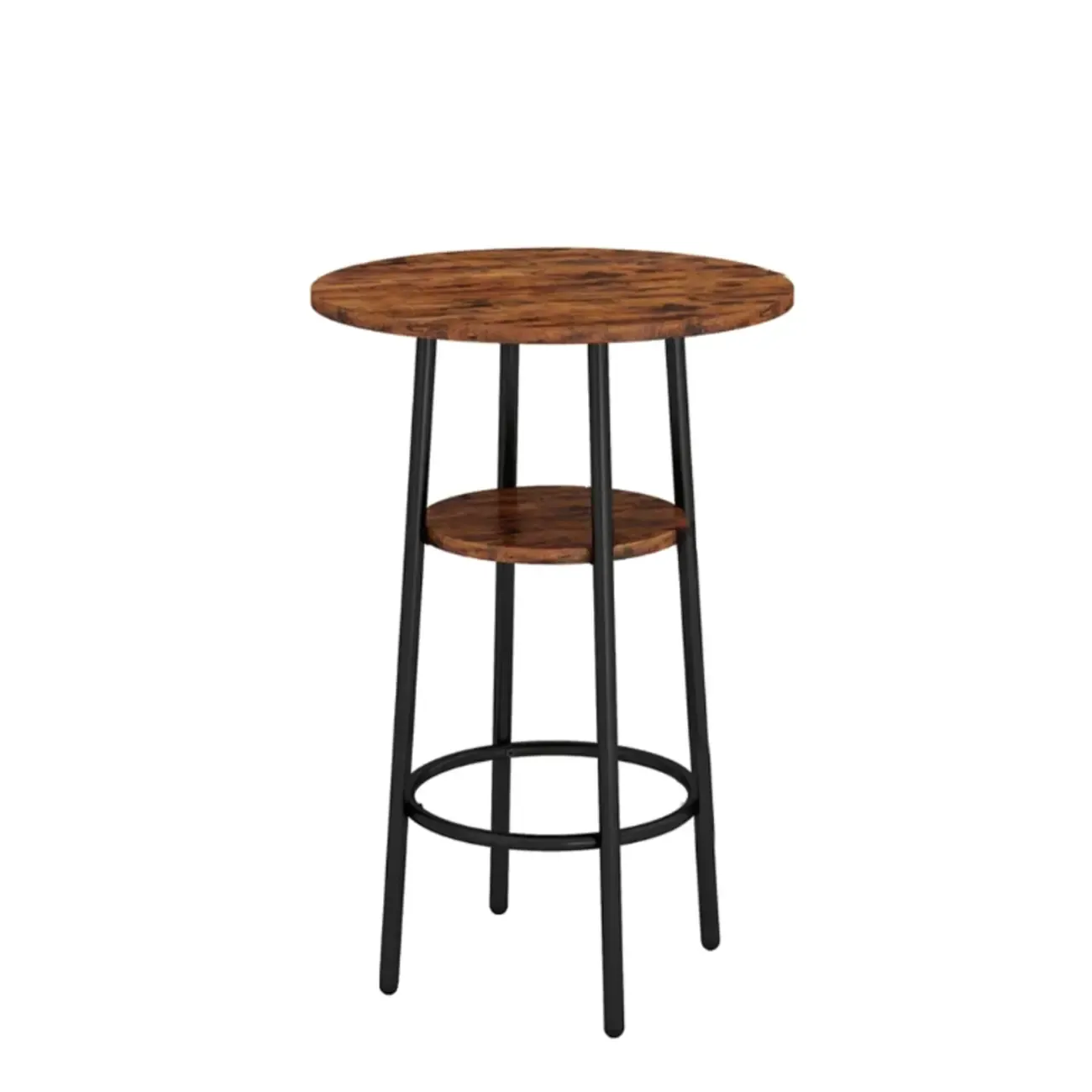 Industrial 2-tier Round Bar Height Table For Small Spaces Image - 7