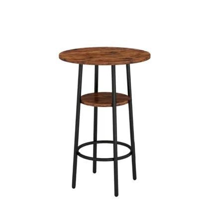 Industrial 2-tier Round Bar Height Table For Small Spaces Image - 7