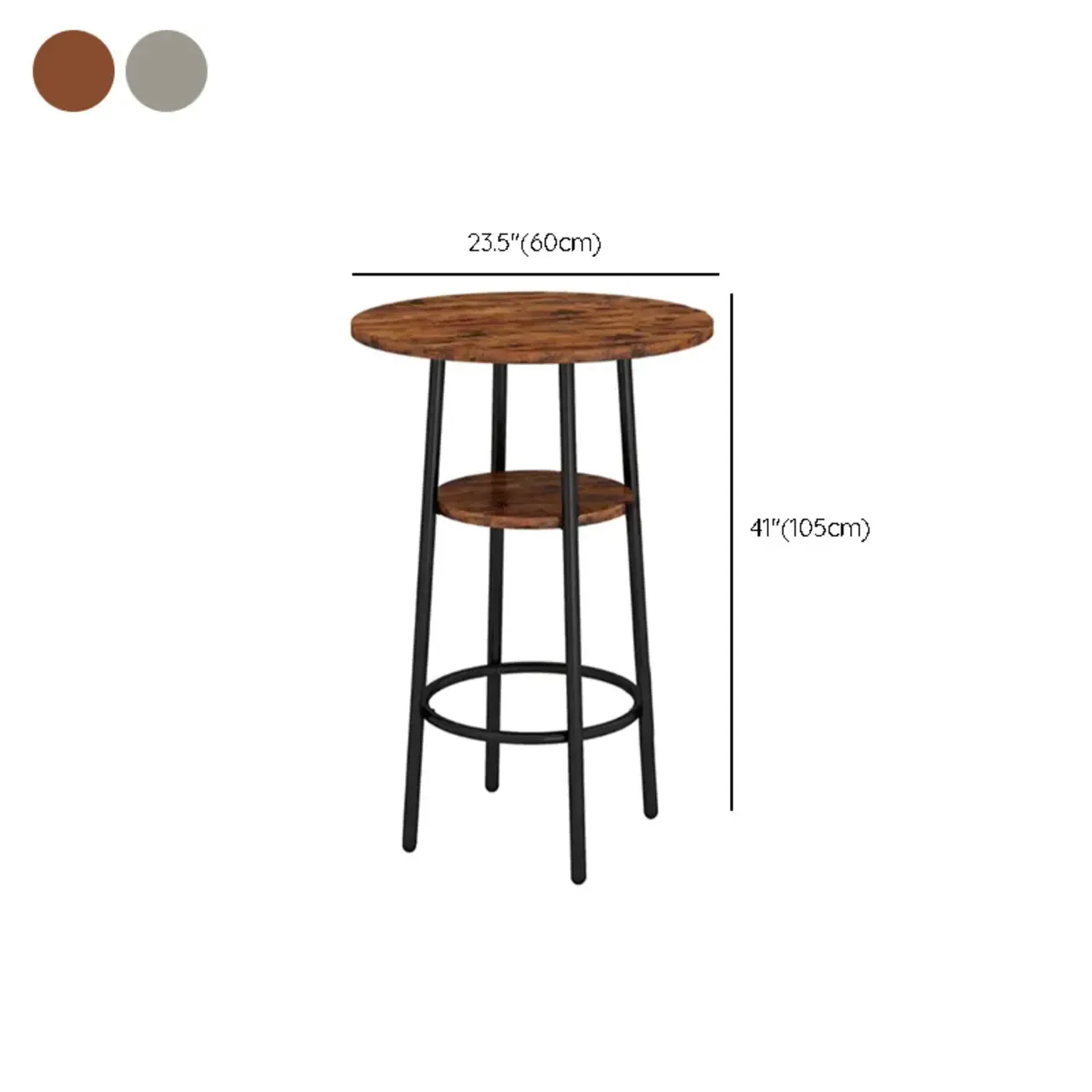 Industrial 2-tier Round Bar Height Table For Small Spaces #size
