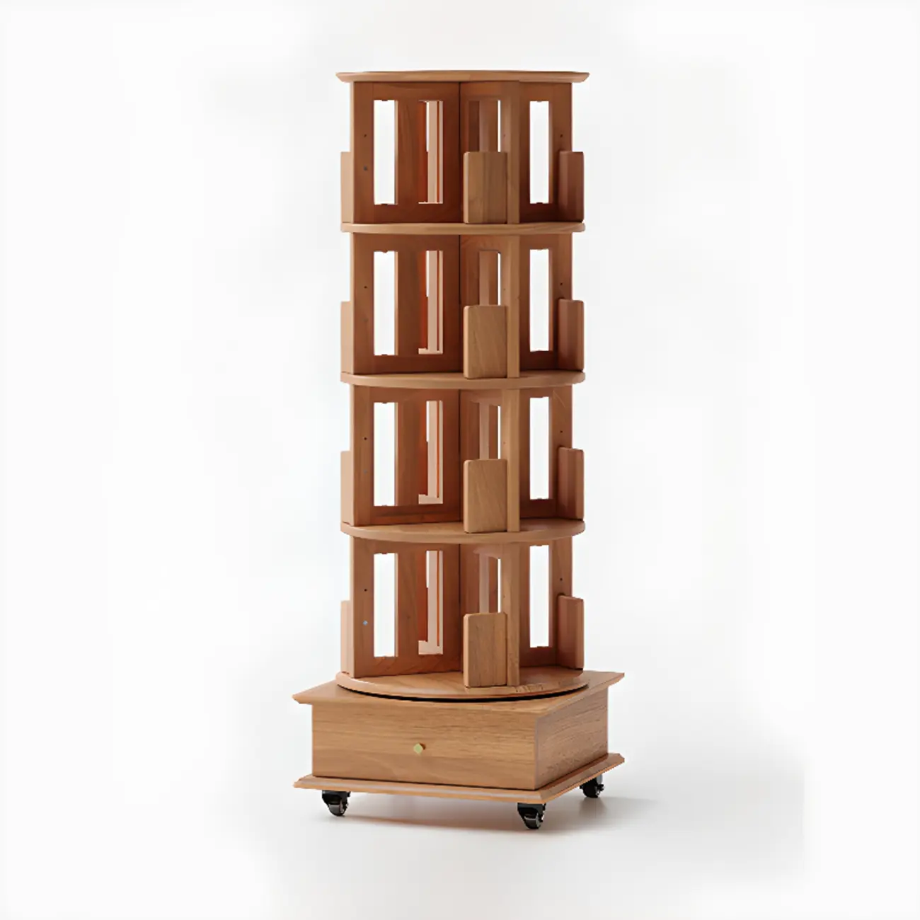 Modern 360°swivel Storage Corner Bookcase Tower With Wheels Image - 2 | homeyfad