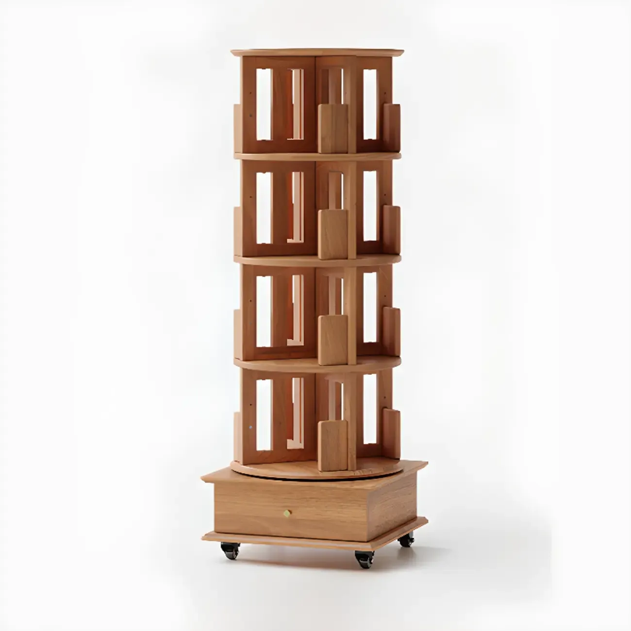 Modern 360°swivel Storage Corner Bookcase Tower With Wheels Image - 2