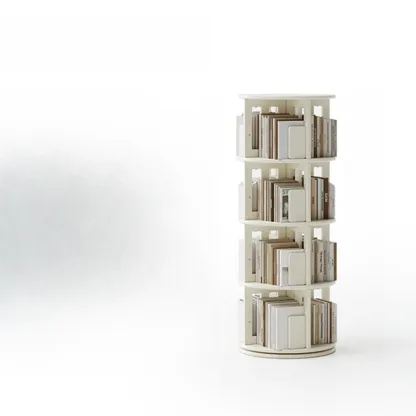 Modern 360°swivel Storage Corner Bookcase Tower With Wheels Image - 4