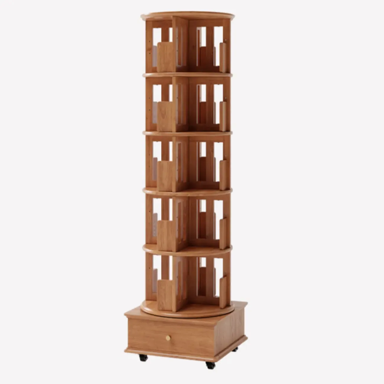 Modern 360°swivel Storage Corner Bookcase Tower With Wheels Image - 7