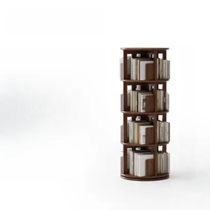 Modern 360°swivel Storage Corner Bookcase Tower With Wheels Image - 8