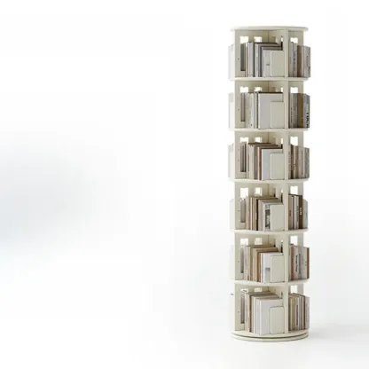 Modern 360°swivel Storage Corner Bookcase Tower With Wheels Image - 9