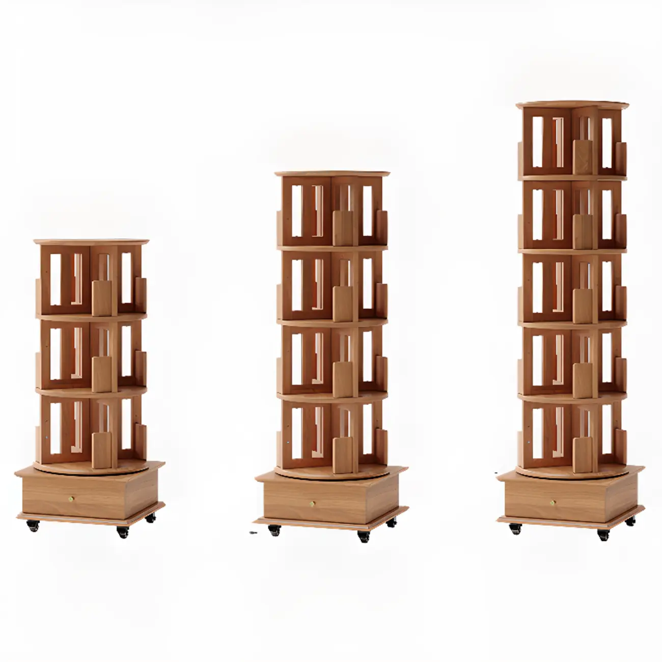 Modern 360°swivel Storage Corner Bookcase Tower With Wheels Image - 10 | homeyfad