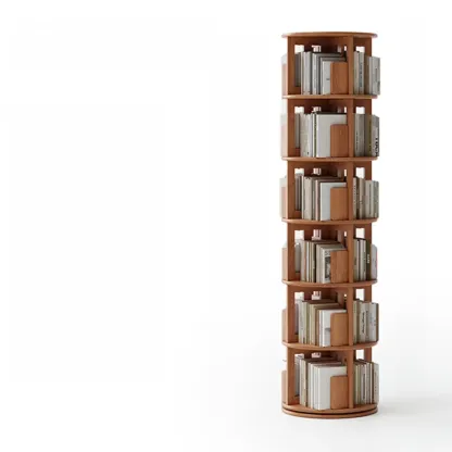 Modern 360°swivel Storage Corner Bookcase Tower With Wheels Image - 11
