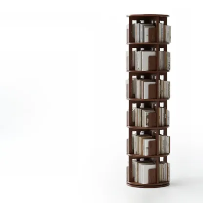 Modern 360°swivel Storage Corner Bookcase Tower With Wheels Image - 12