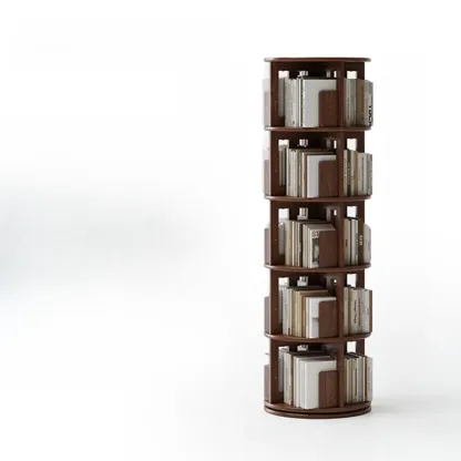 Modern 360°swivel Storage Corner Bookcase Tower With Wheels Image - 15