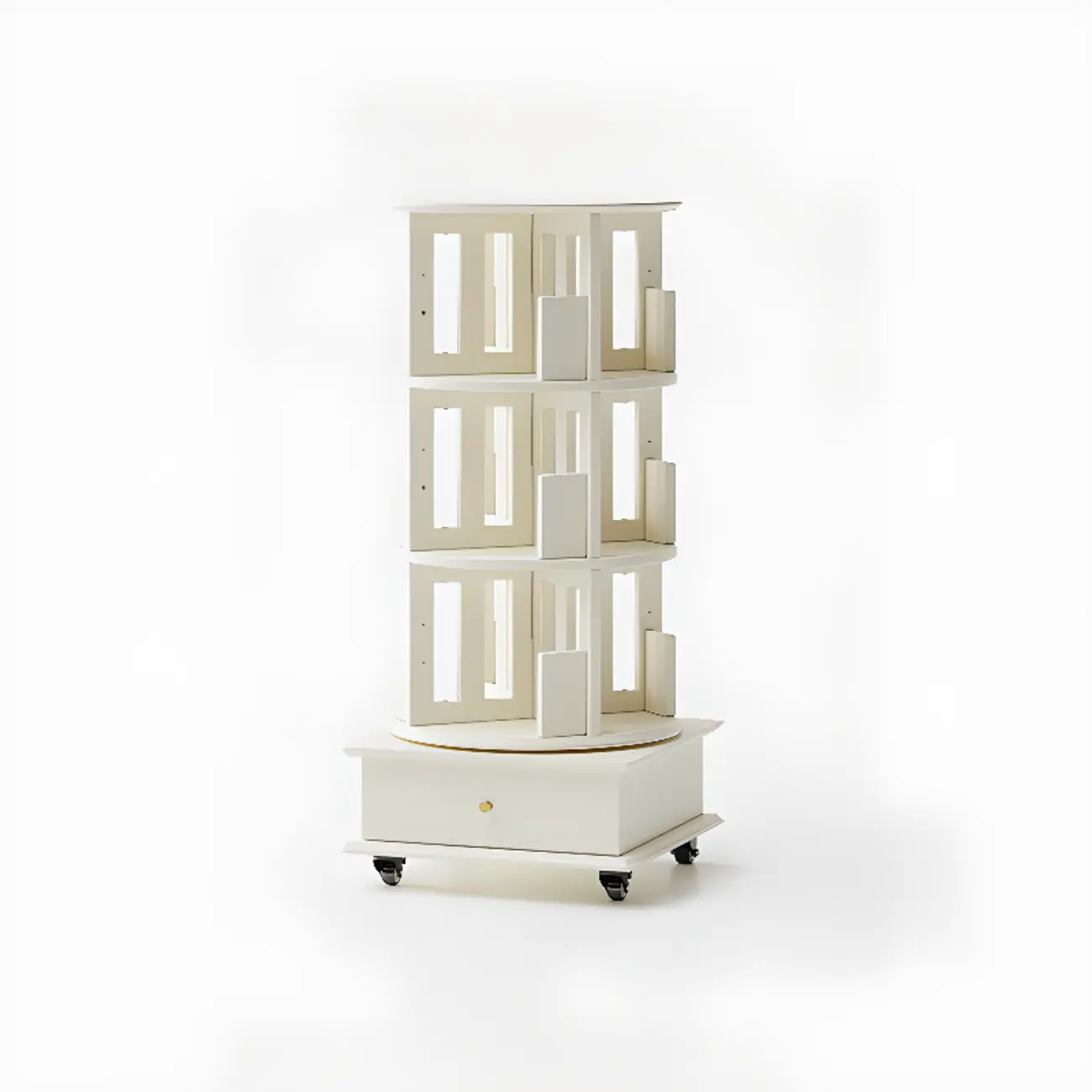 Modern 360°swivel Storage Corner Bookcase Tower With Wheels Image - 16 | homeyfad