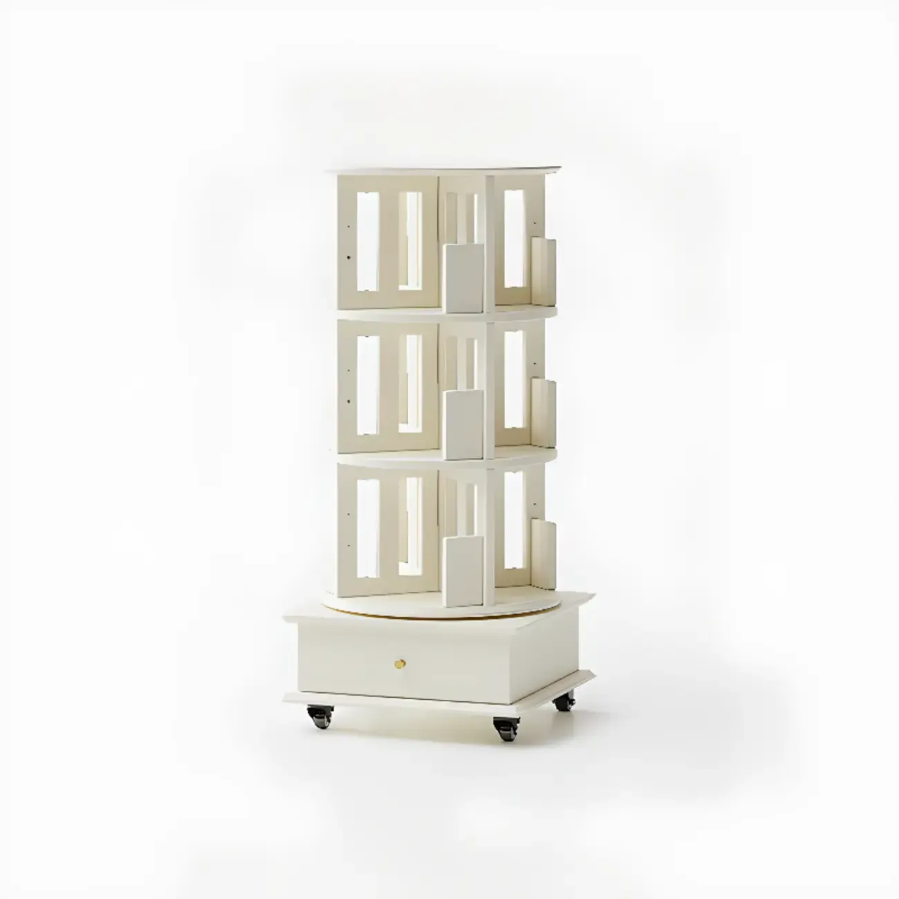 Modern 360°swivel Storage Corner Bookcase Tower With Wheels Image - 16