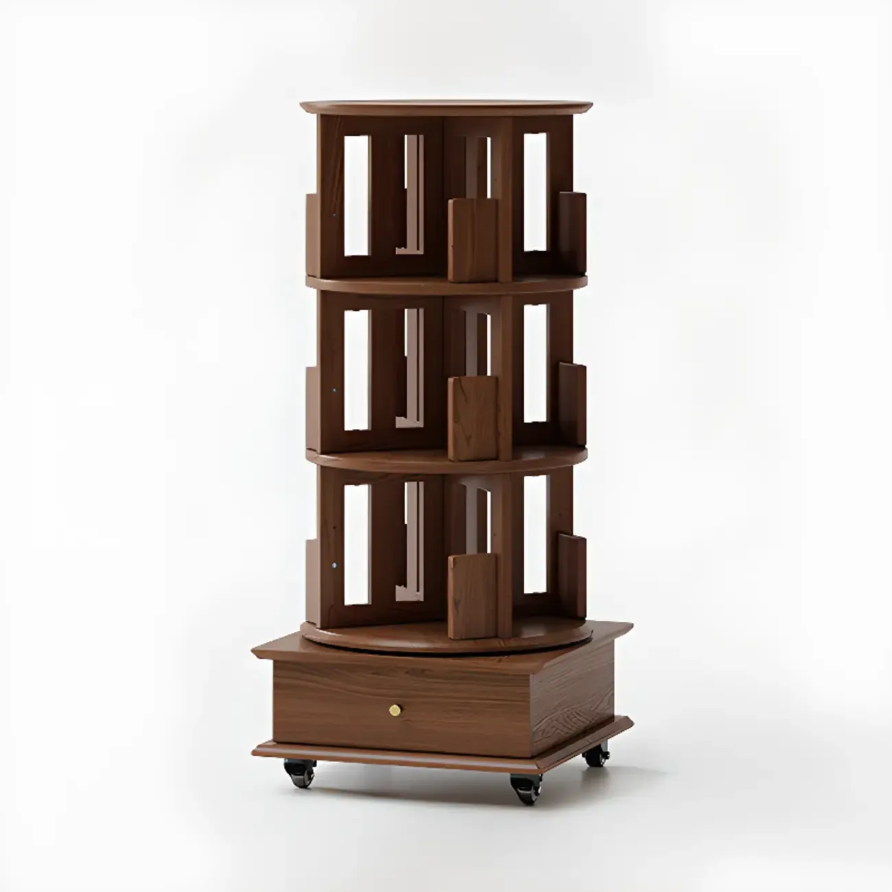Modern 360°swivel Storage Corner Bookcase Tower With Wheels Image - 17