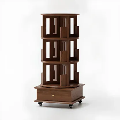 Modern 360°swivel Storage Corner Bookcase Tower With Wheels Image - 17