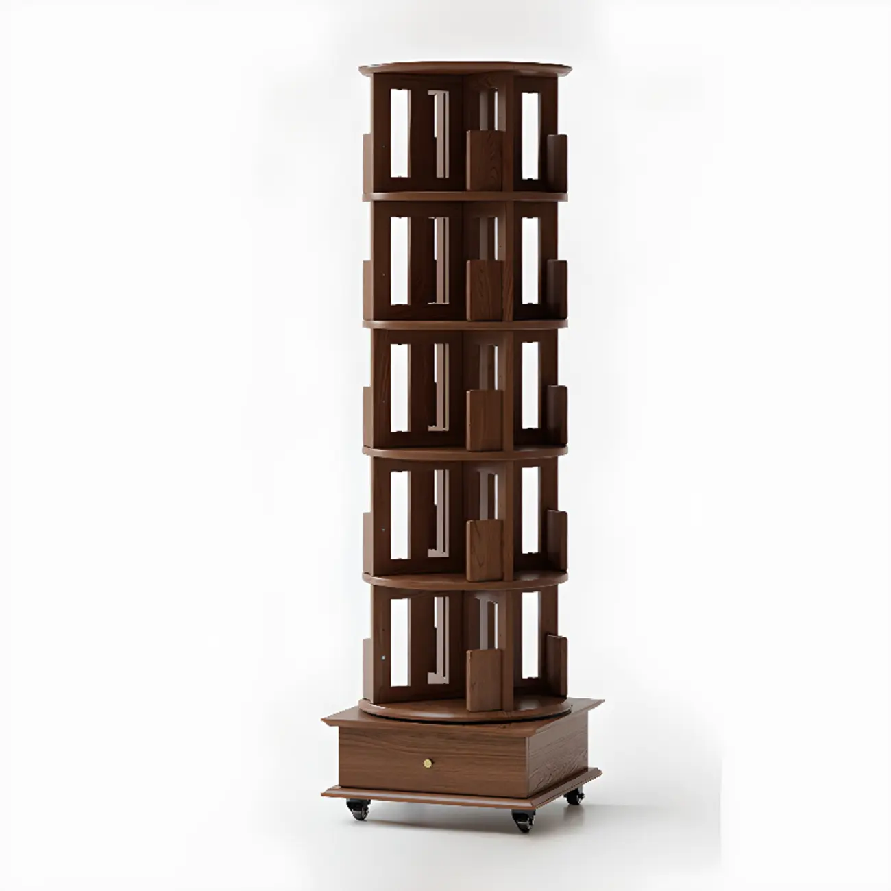 Modern 360°swivel Storage Corner Bookcase Tower With Wheels Image - 20 | homeyfad