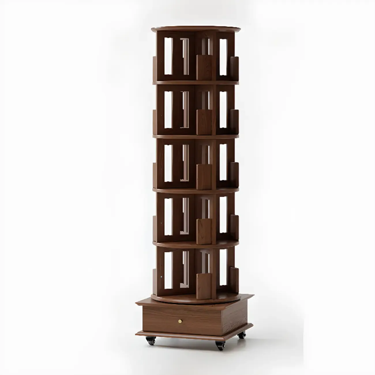 Modern 360°swivel Storage Corner Bookcase Tower With Wheels Image - 20