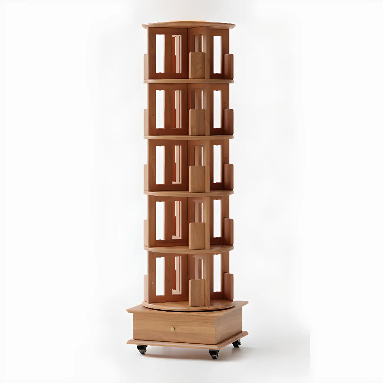 Modern 360°swivel Storage Corner Bookcase Tower With Wheels Image - 21 | homeyfad