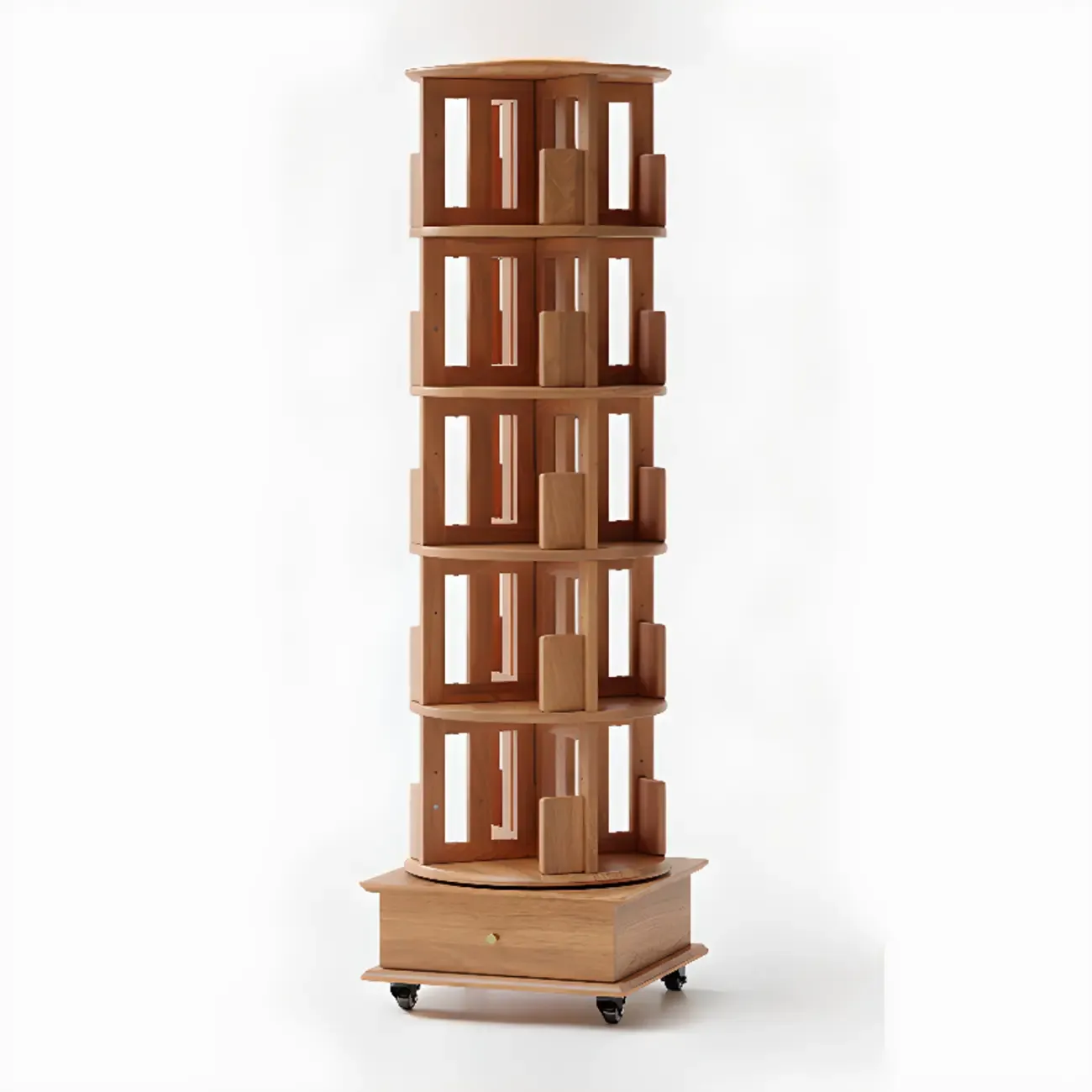 Modern 360°swivel Storage Corner Bookcase Tower With Wheels Image - 21