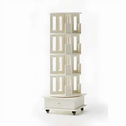 Modern 360°swivel Storage Corner Bookcase Tower With Wheels Image - 22