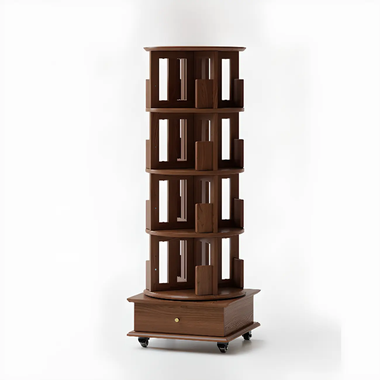 Modern 360°swivel Storage Corner Bookcase Tower With Wheels Image - 23 | homeyfad