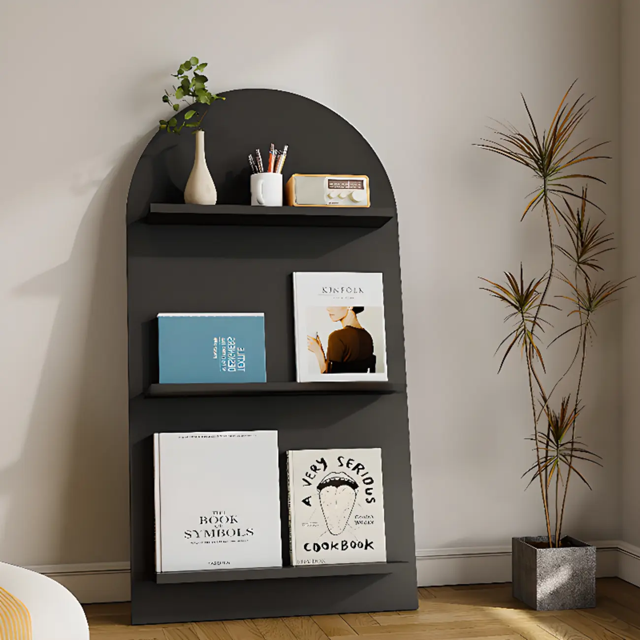 Scandinavian Solid Wood 4-Tier Ladder Bookcase Image - 2 | homeyfad