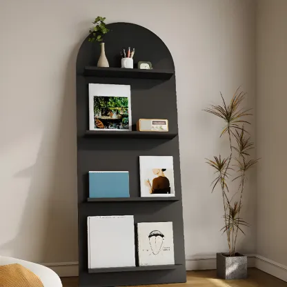 Scandinavian Solid Wood 4-Tier Ladder Bookcase Image - 3