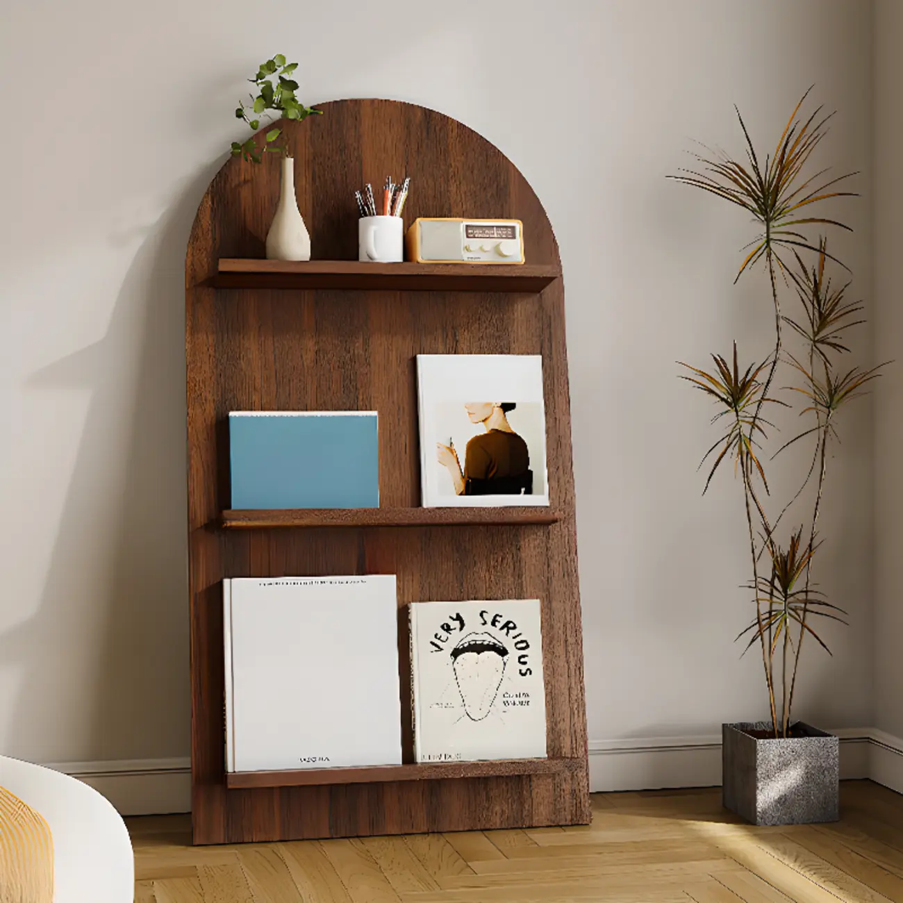 Scandinavian Solid Wood 4-Tier Ladder Bookcase Image - 5 | homeyfad