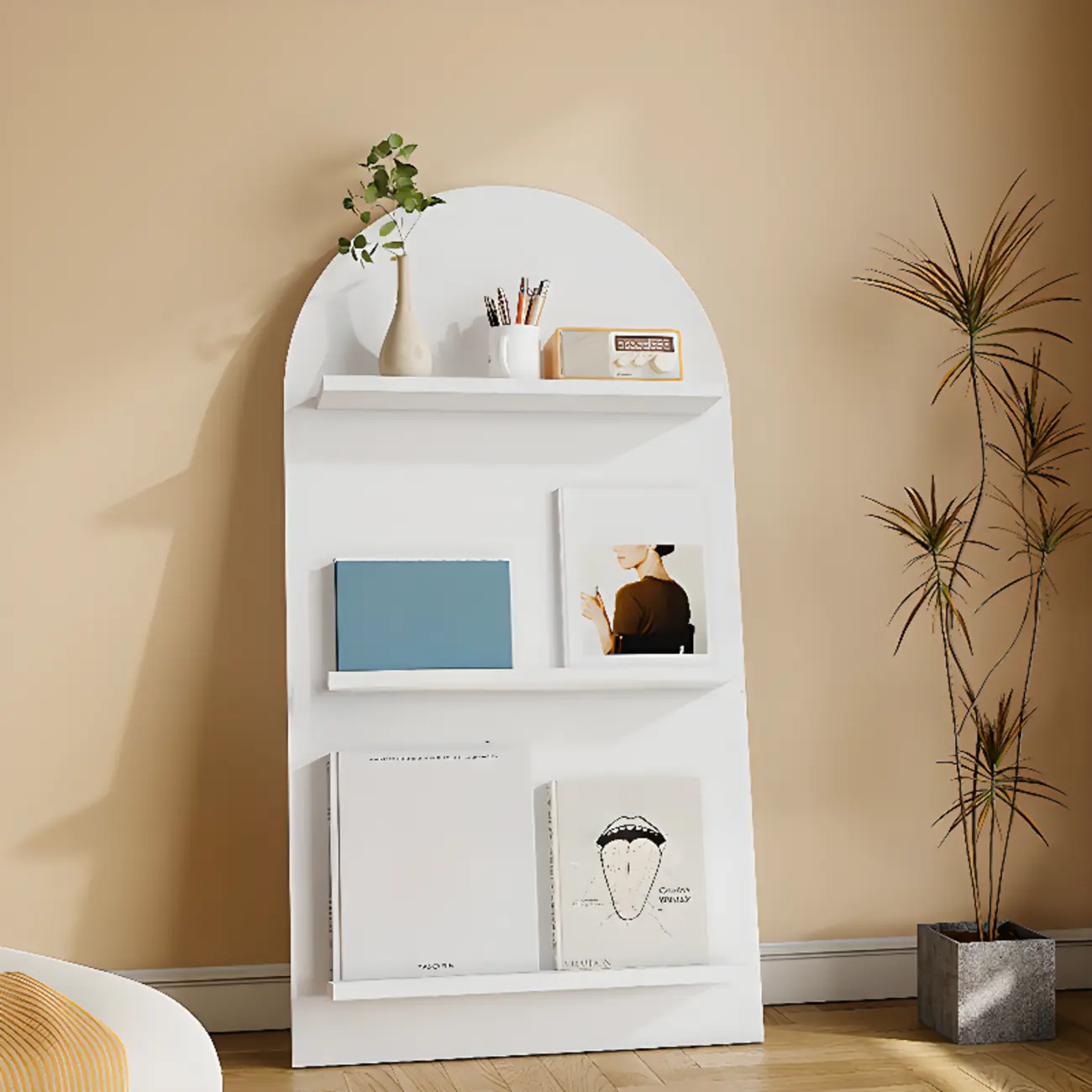 Scandinavian Solid Wood 4-Tier Ladder Bookcase Image - 9 | homeyfad