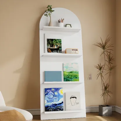 Scandinavian Solid Wood 4-Tier Ladder Bookcase Image - 11