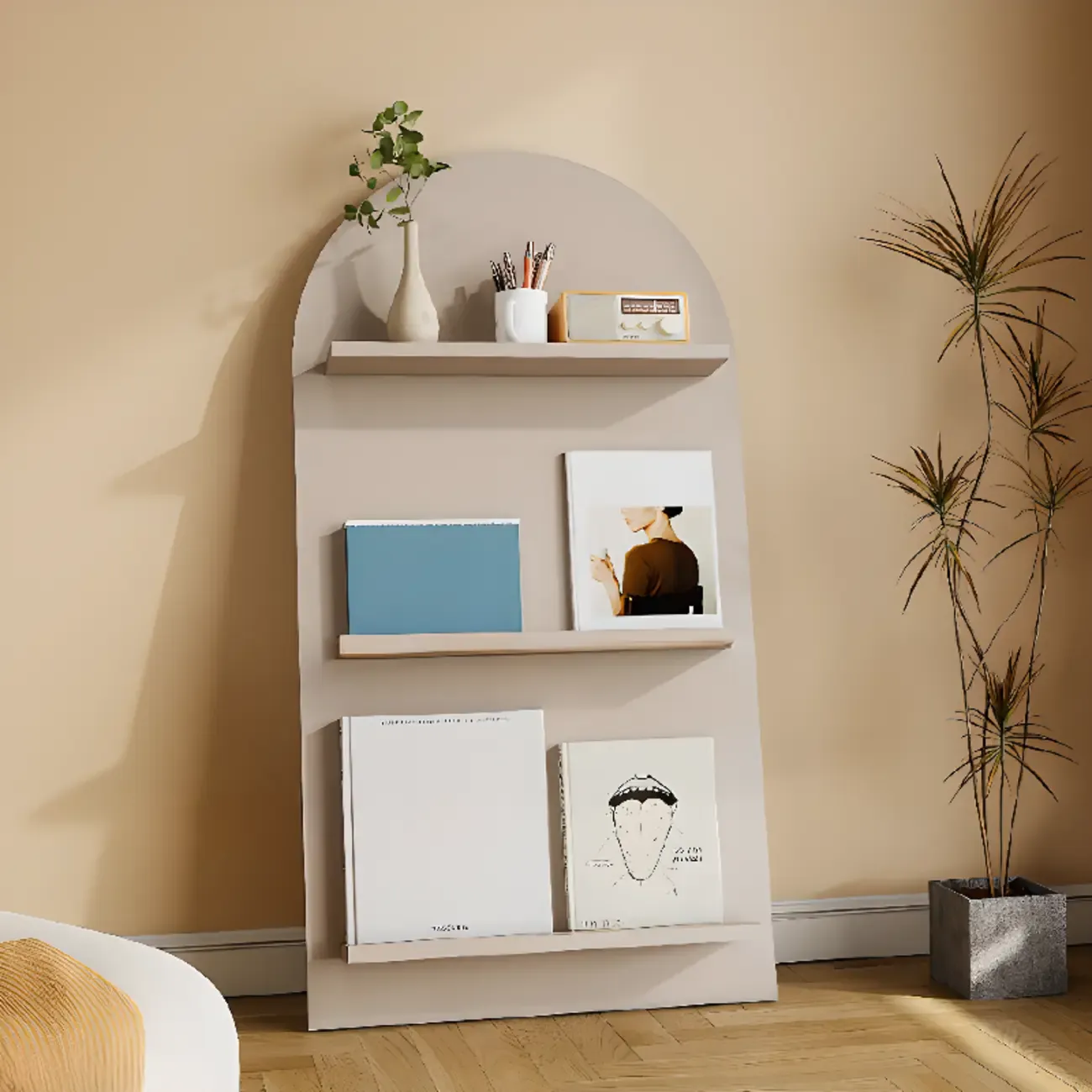 Scandinavian Solid Wood 4-Tier Ladder Bookcase Image - 13