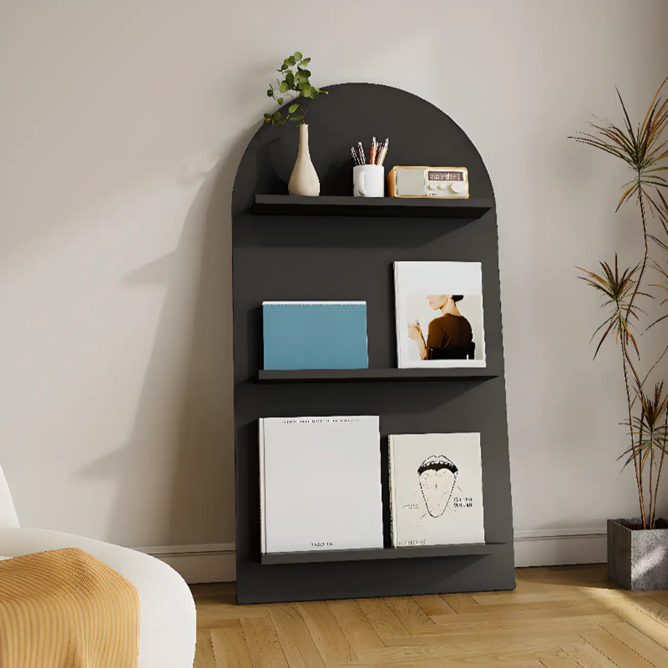 Scandinavian Solid Wood 4-Tier Ladder Bookcase Image - 16 | homeyfad