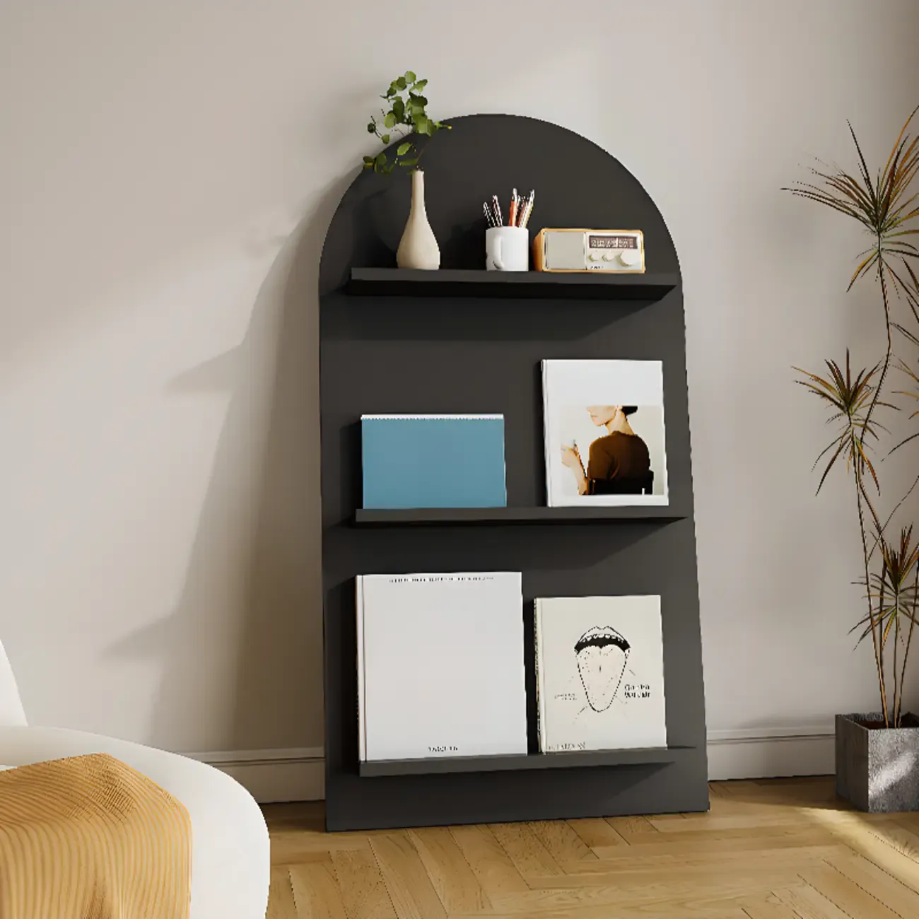 Scandinavian Solid Wood 4-Tier Ladder Bookcase Image - 16