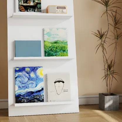 Scandinavian Solid Wood 4-Tier Ladder Bookcase Image - 18