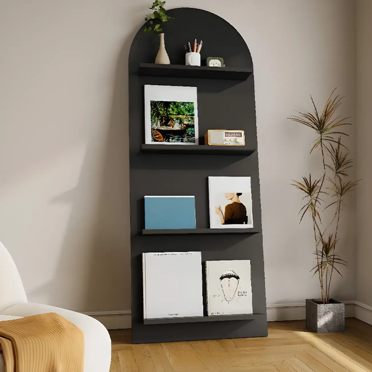 Scandinavian Solid Wood 4-Tier Ladder Bookcase Image - 21