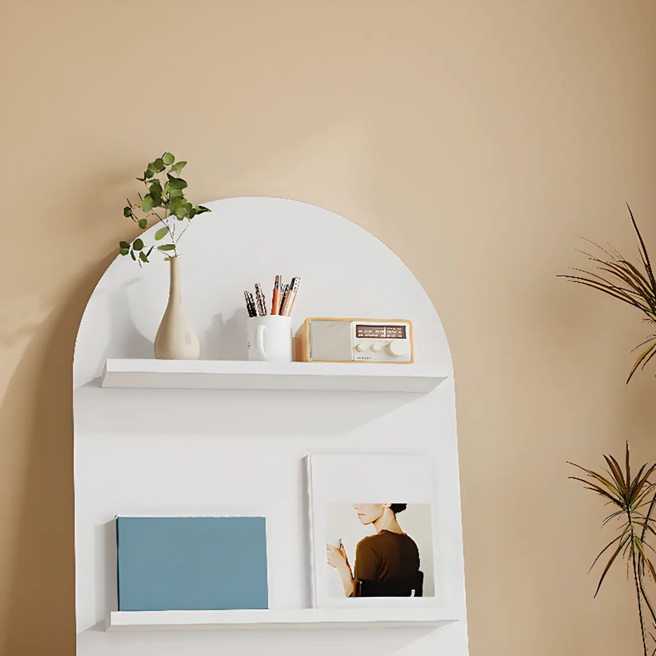 Scandinavian Solid Wood 4-Tier Ladder Bookcase Image - 23 | homeyfad