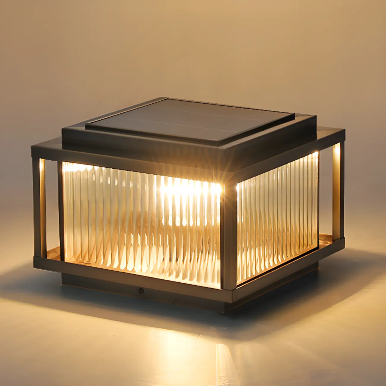 Rustic Bronze Metal Square Solar Post Cap Light for Patio Image - 6 | homeyfad