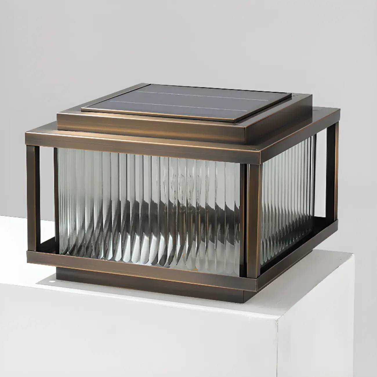 Rustic Bronze Metal Square Solar Post Cap Light for Patio Image - 7 | homeyfad