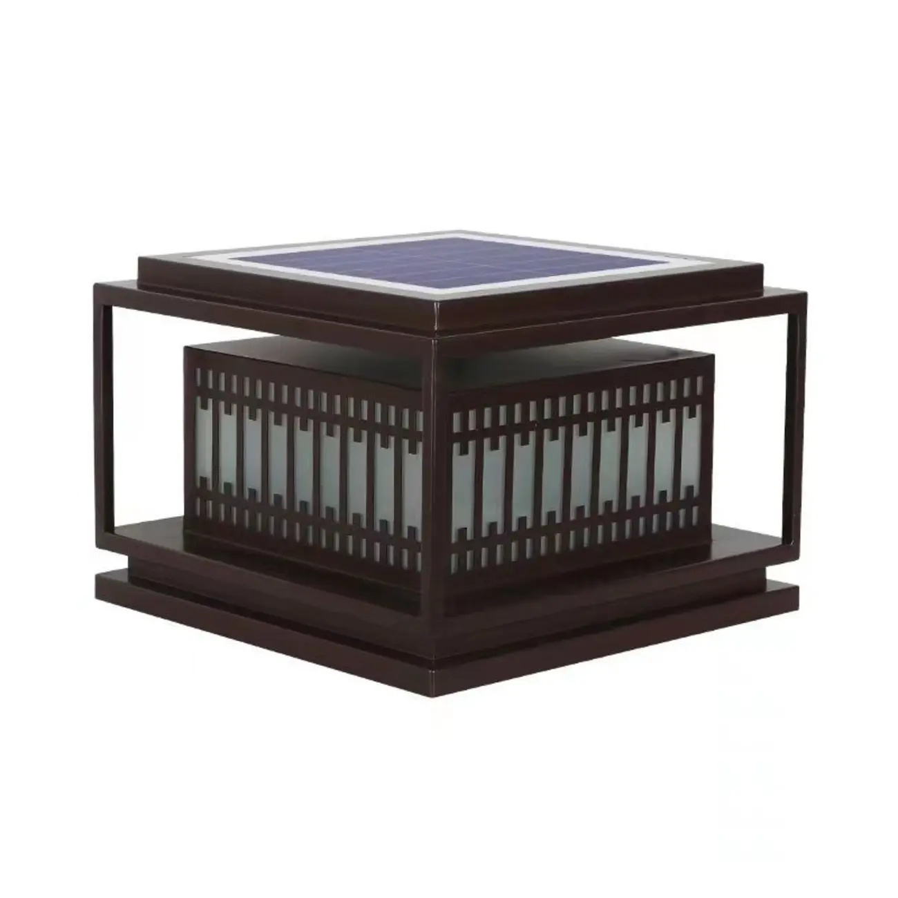 Solar Modern Simple Black Grid Outdoor Post Lights | homeyfad