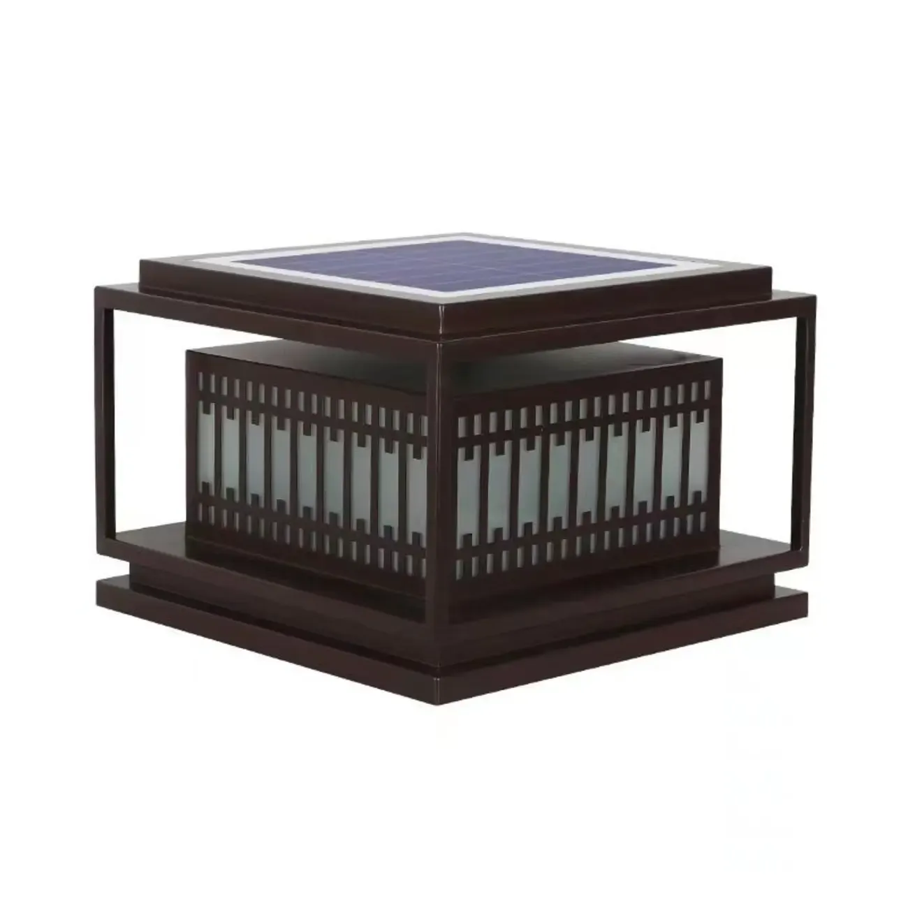 Solar Modern Simple Black Grid Outdoor Post Lights